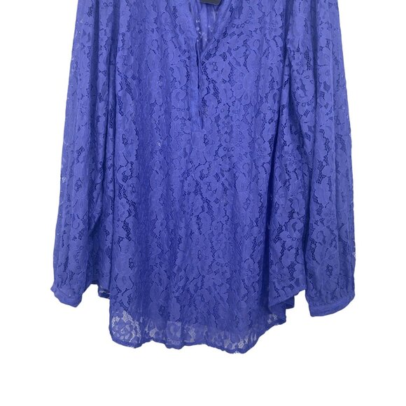 Torrid Womens Harper Lace Tunic Top SZ 2XL 18/20 Purple Long Sleeve Semi Sheer - Picture 12 of 14